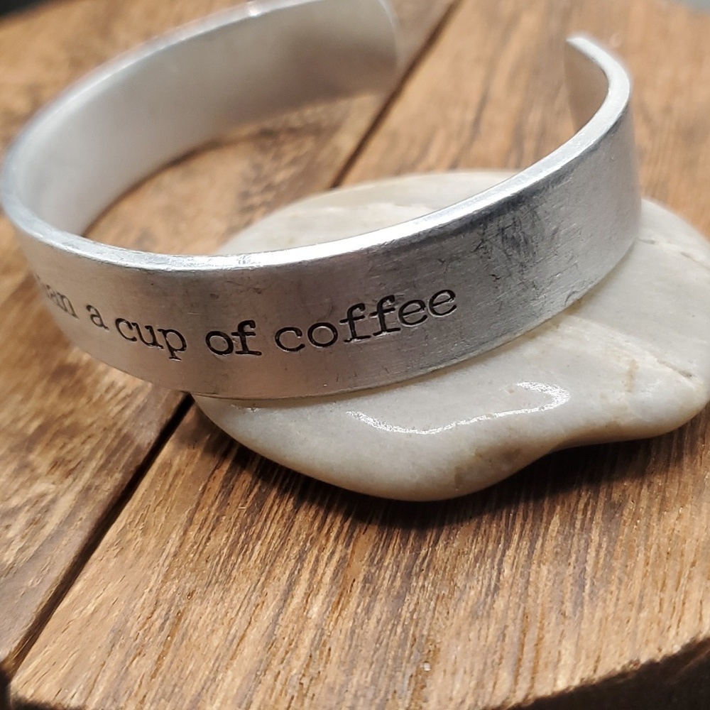 Silver cuff it's‎ more than coffee bracelet B2633 - Picture 4 of 4